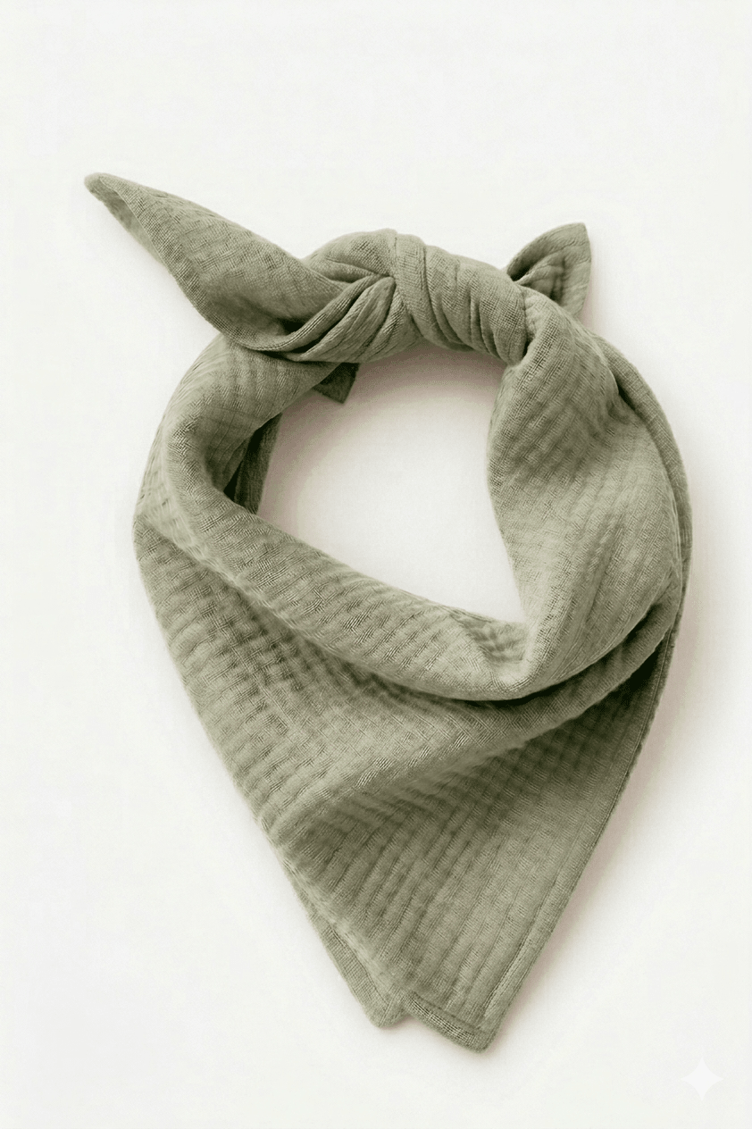 Foulard enfant en gaze de coton vert - Mazzanne