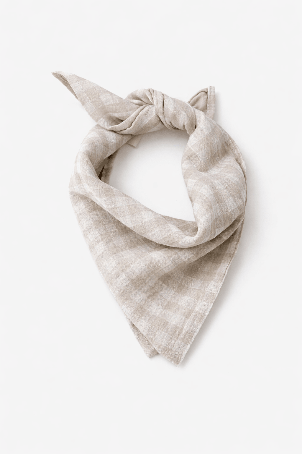 Foulard enfant en gaze de coton vichy beige - Mazzanne