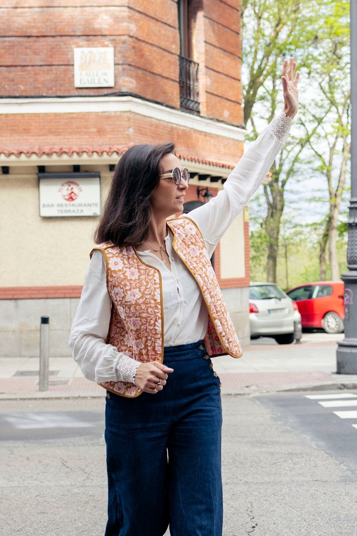 Gilet matelassé réversible femme en coton imprimés floraux - Mazzanne