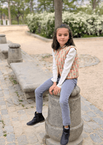 Gilet matelassé réversible fille en coton imprimés floraux - Mazzanne
