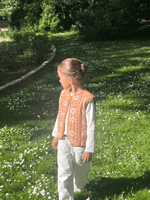 Gilet matelassé réversible fille en coton imprimés floraux - Mazzanne