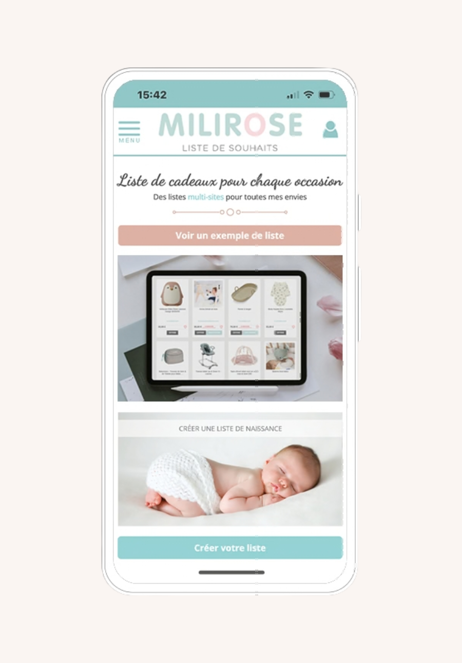 ajouter des produits de différentes boutiques sur une liste de naissance