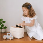 Panière de rangement bébé et enfant personnalisable en gaze de coton écru - Mazzanne