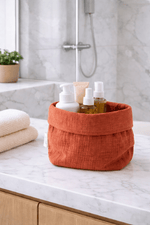 Panière de rangement bébé et enfant personnalisable en gaze de coton fleurs - Mazzanne