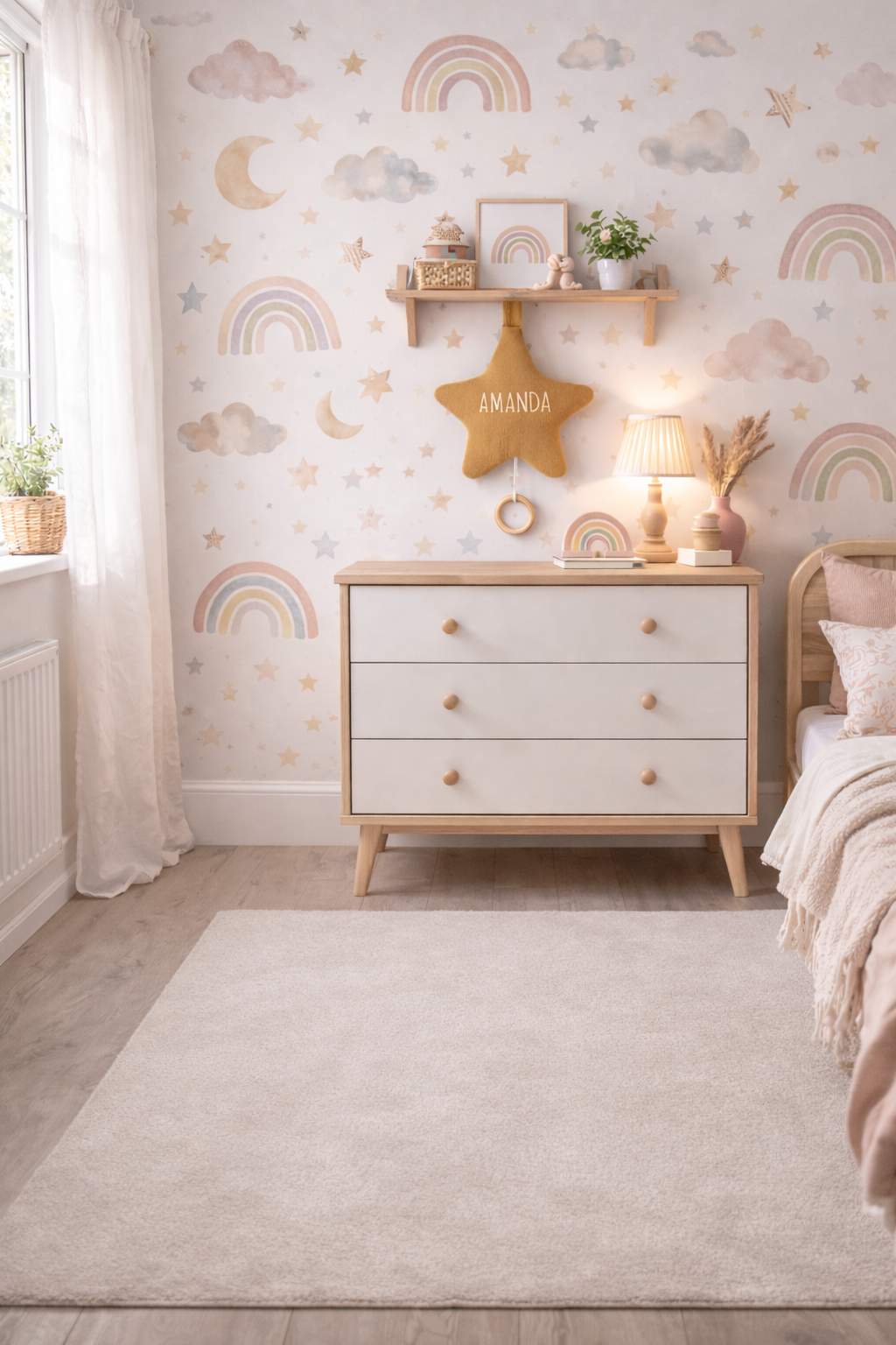 papier peint couleurs douces et naturelles pour décoration chambre d'enfant et bébé