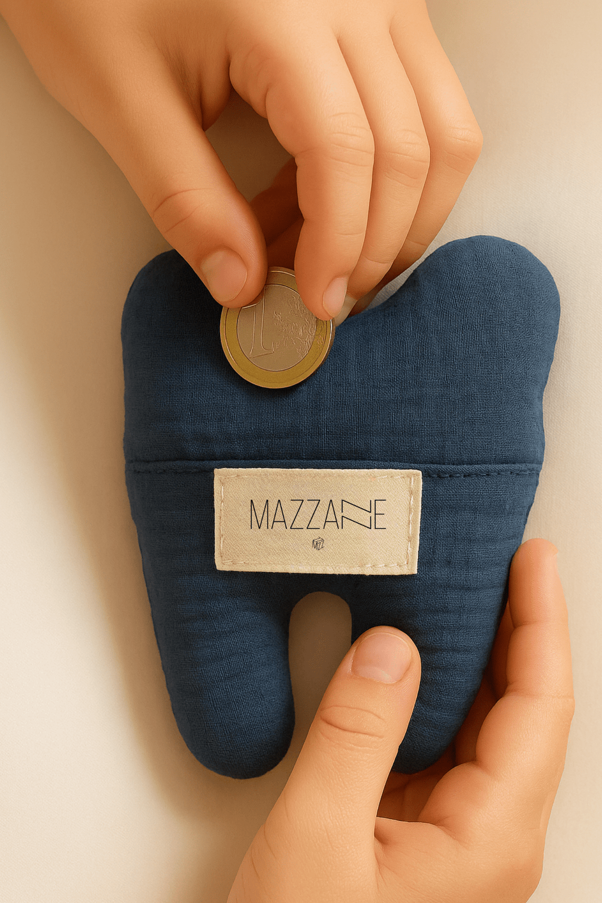 Pochette à dent de lait pour la petite souris personnalisable en gaze de coton bleu - Mazzanne