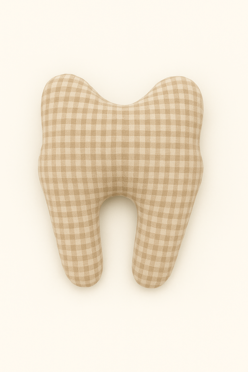 Pochette à dent de lait pour la petite souris personnalisable en gaze de coton vichy beige - Mazzanne