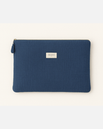 Pochette d’ordinateur portable femme personnalisable rembourrée en gaze de coton bleu - mazzanne