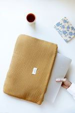 Pochette d’ordinateur portable femme personnalisable rembourrée en gaze de coton tangerine - mazzanne
