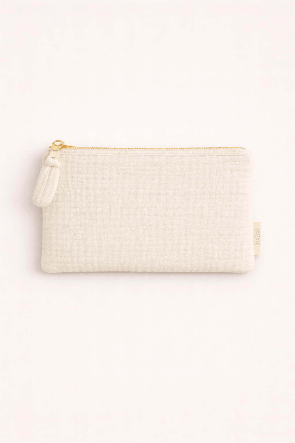 Pochette plate femme personnalisable en gaze de coton écru - Mazzanne