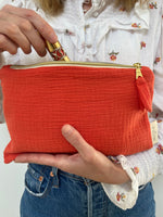 Pochette plate femme personnalisable en gaze de coton fleurs - mazzanne