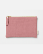 Pochette plate femme personnalisable en gaze de coton rose - mazzanne