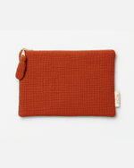 Pochette plate femme personnalisable en gaze de coton terracotta faite main - mazzanne