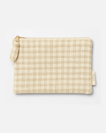 Pochette plate femme personnalisable en gaze de coton vichy beige - mazzanne