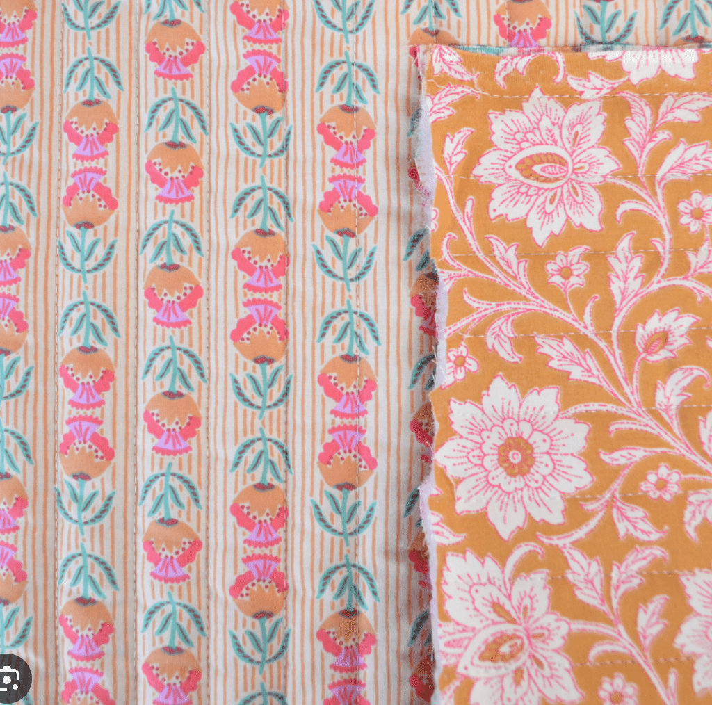 Pochette plate matelassée en coton imprimé fleuri - Mazzanne