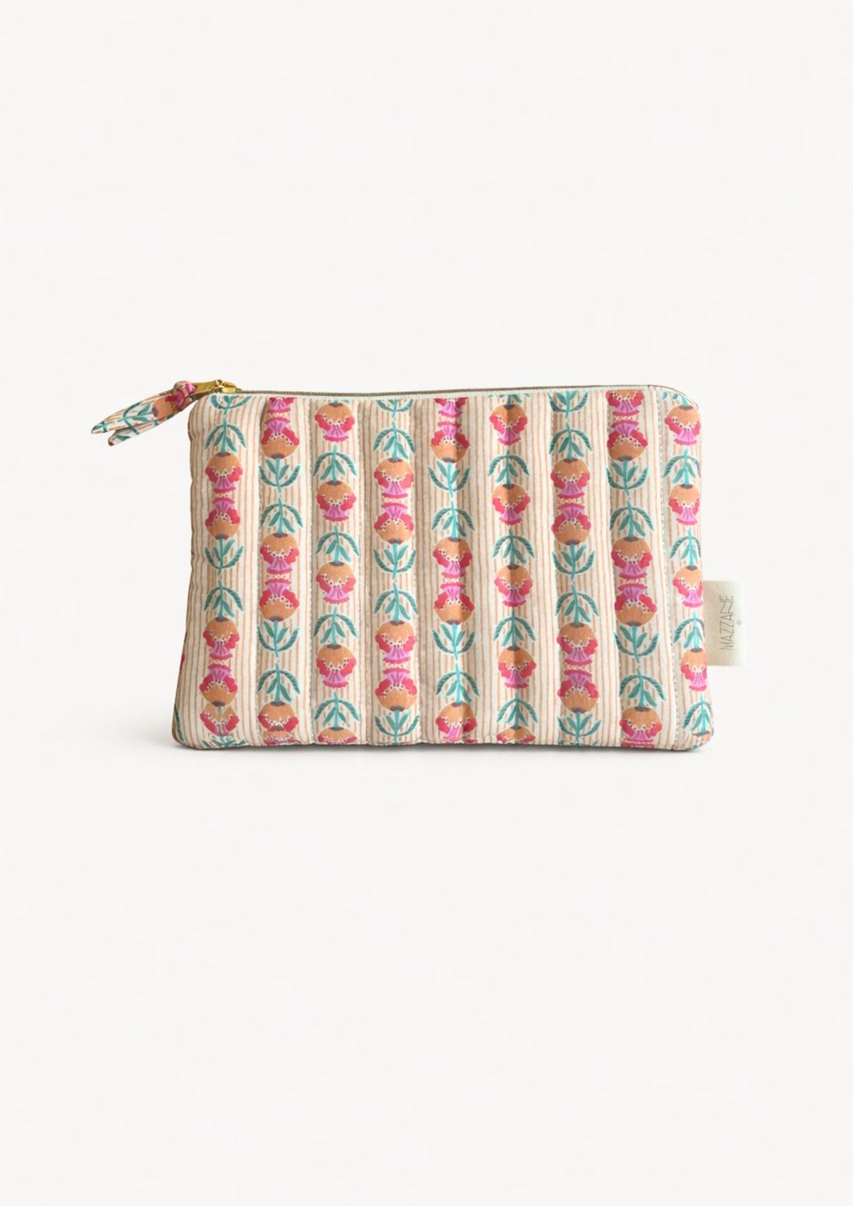 Pochette plate matelassée en coton imprimé fleuri et gaze de coton - Mazzanne