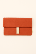Pochette protection livre femme personnalisable en gaze de coton terracotta - mazzanne