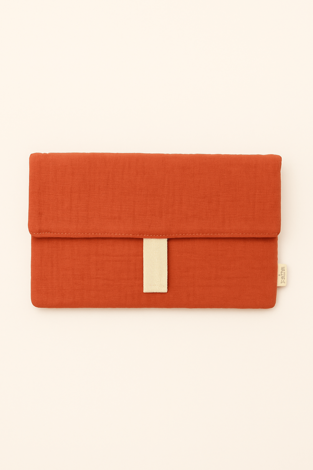 Pochette protection livre femme personnalisable en gaze de coton terracotta - mazzanne