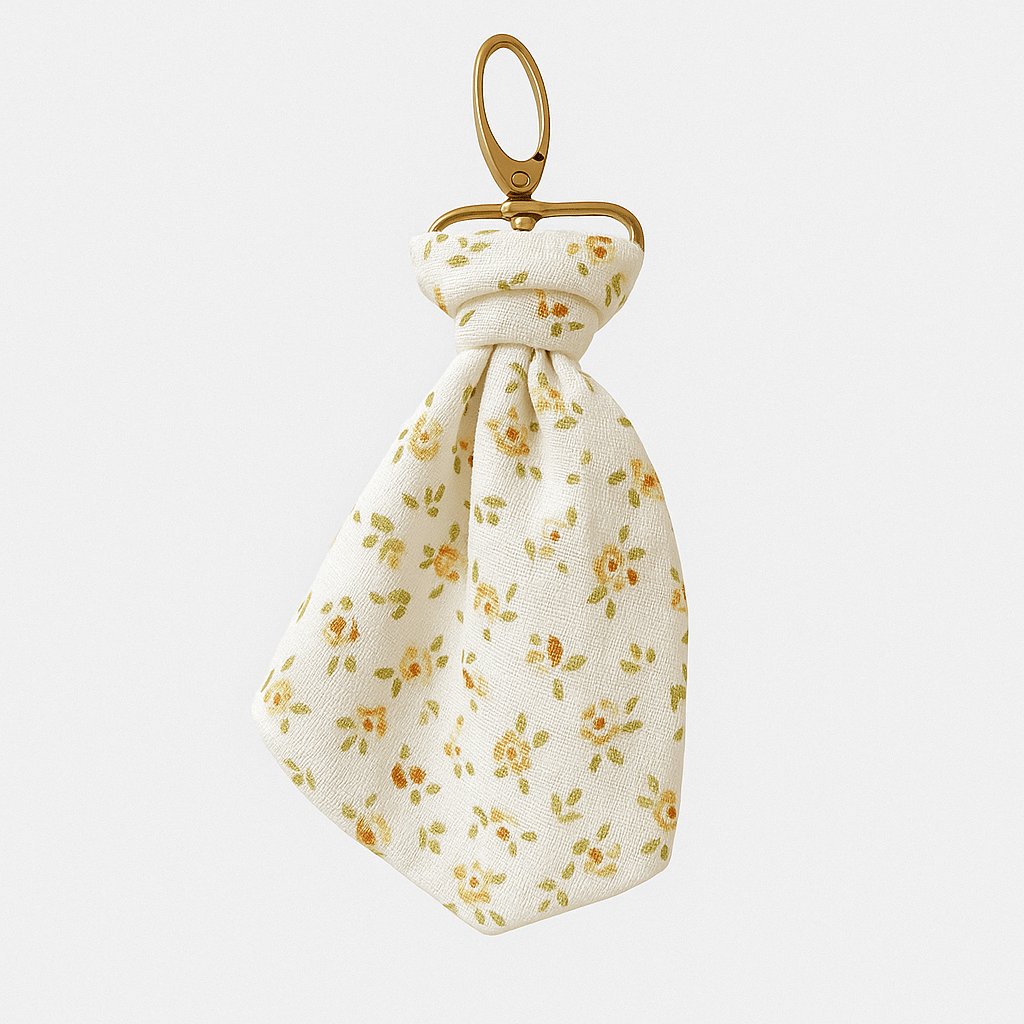 Porte - clés personnalisable femme en gaze de coton fleur fait main - mazzanne
