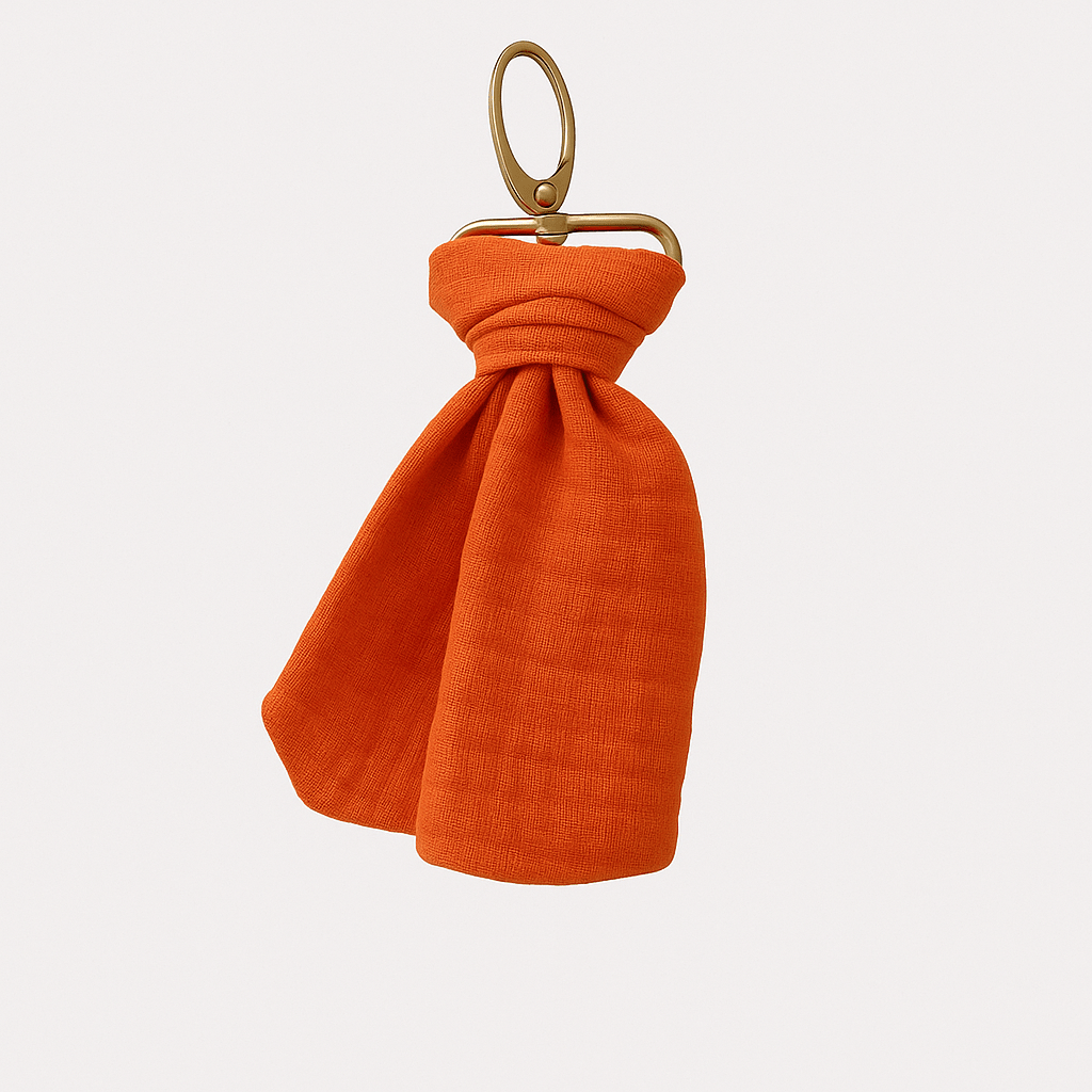 Porte - clés personnalisable femme en gaze de coton tangerine fait main - mazzanne