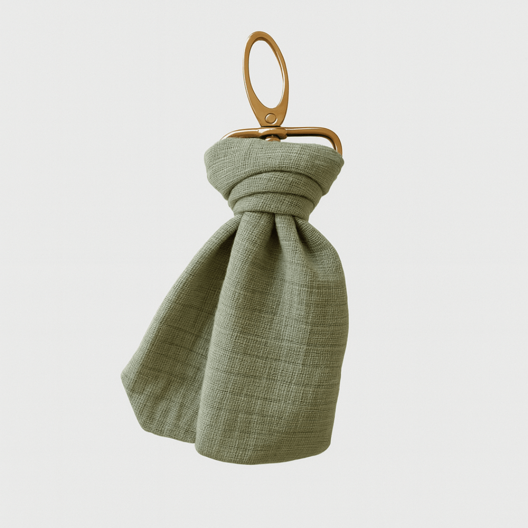 Porte - clés personnalisable femme en gaze de coton vert fait main - mazzanne