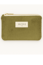 Porte - monnaie femme personnalisable en velours côtelé vert fait main en France - mazzanne