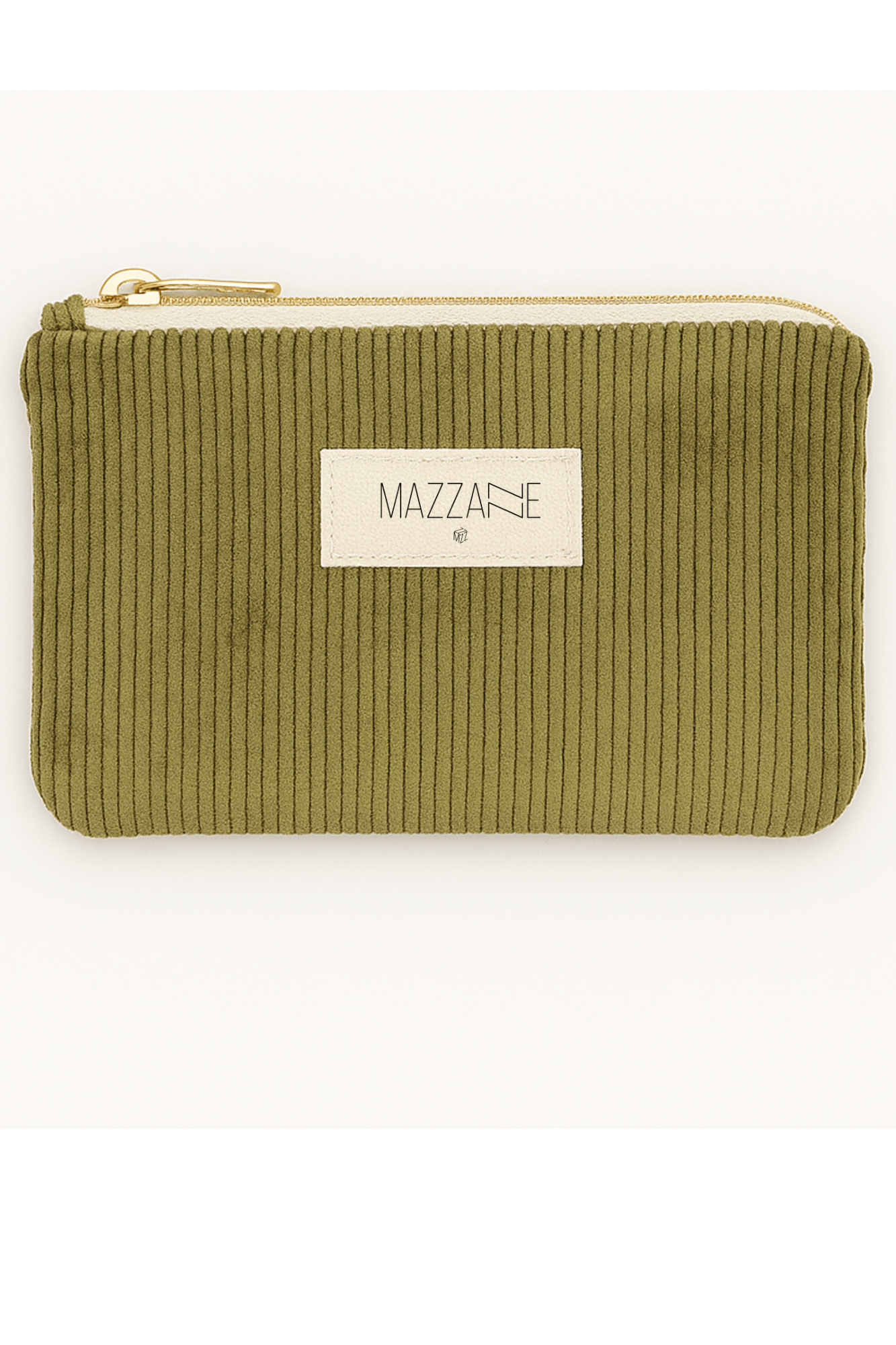 Porte - monnaie femme personnalisable en velours côtelé vert fait main en France - mazzanne
