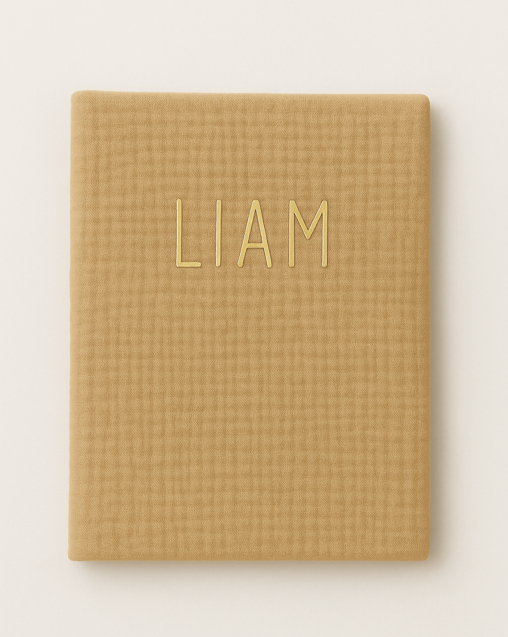 Protège carnet de santé bébé personnalisable en gaze de coton camel - mazzanne