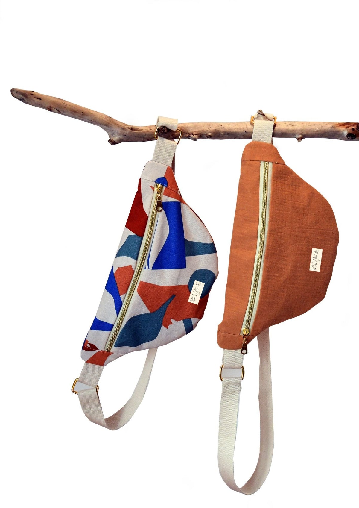 Sac banane femme en gaze de coton camel - Mazzanne