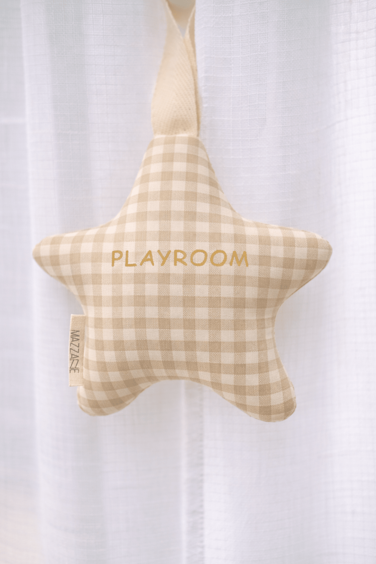 Sent - bon à la lavande en forme d’étoile pour chambre de bébé en gaze de coton vichy beige - Mazzanne