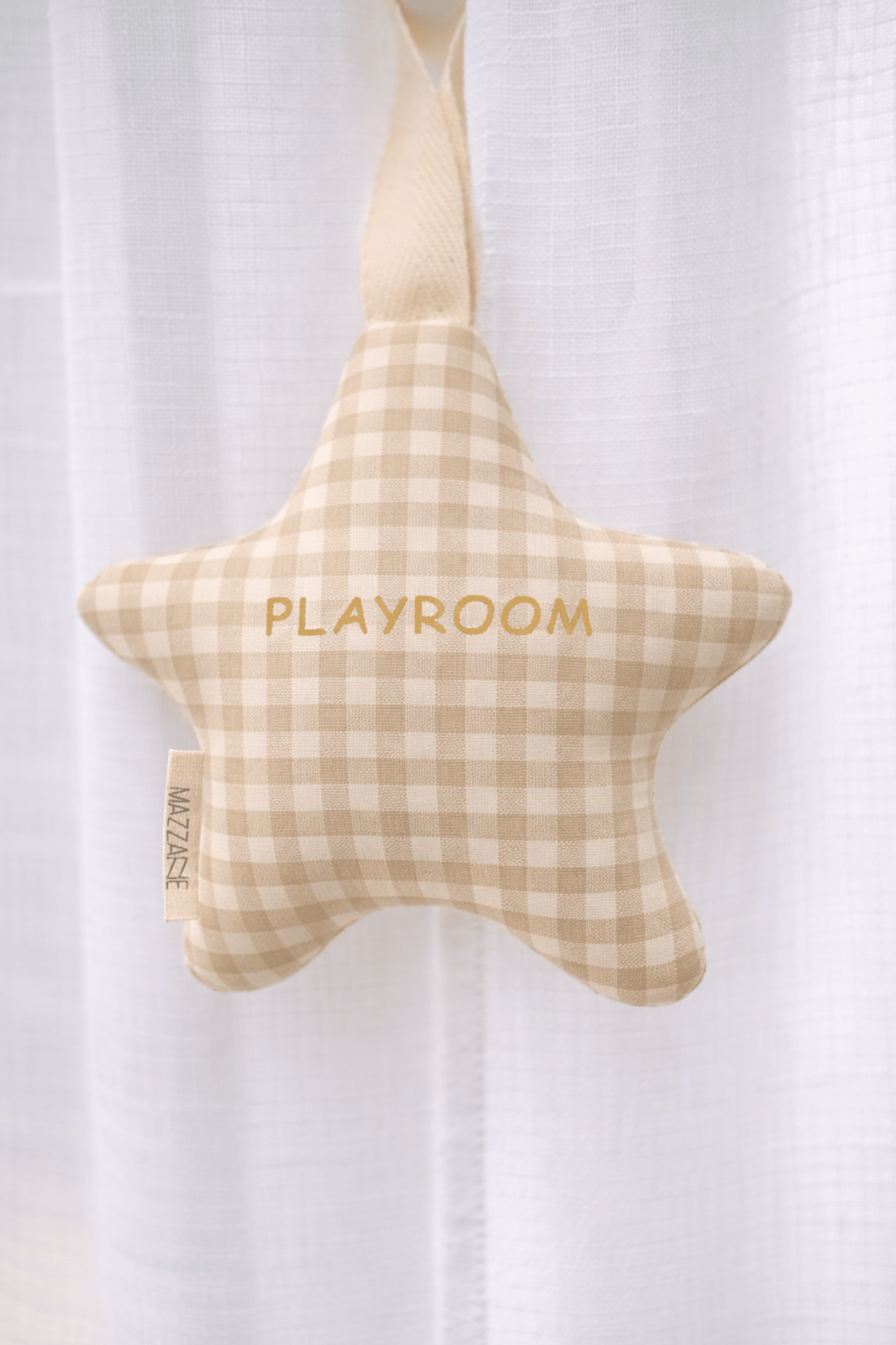 Sent - bon à la lavande en forme d’étoile pour chambre de bébé en gaze de coton vichy beige - Mazzanne