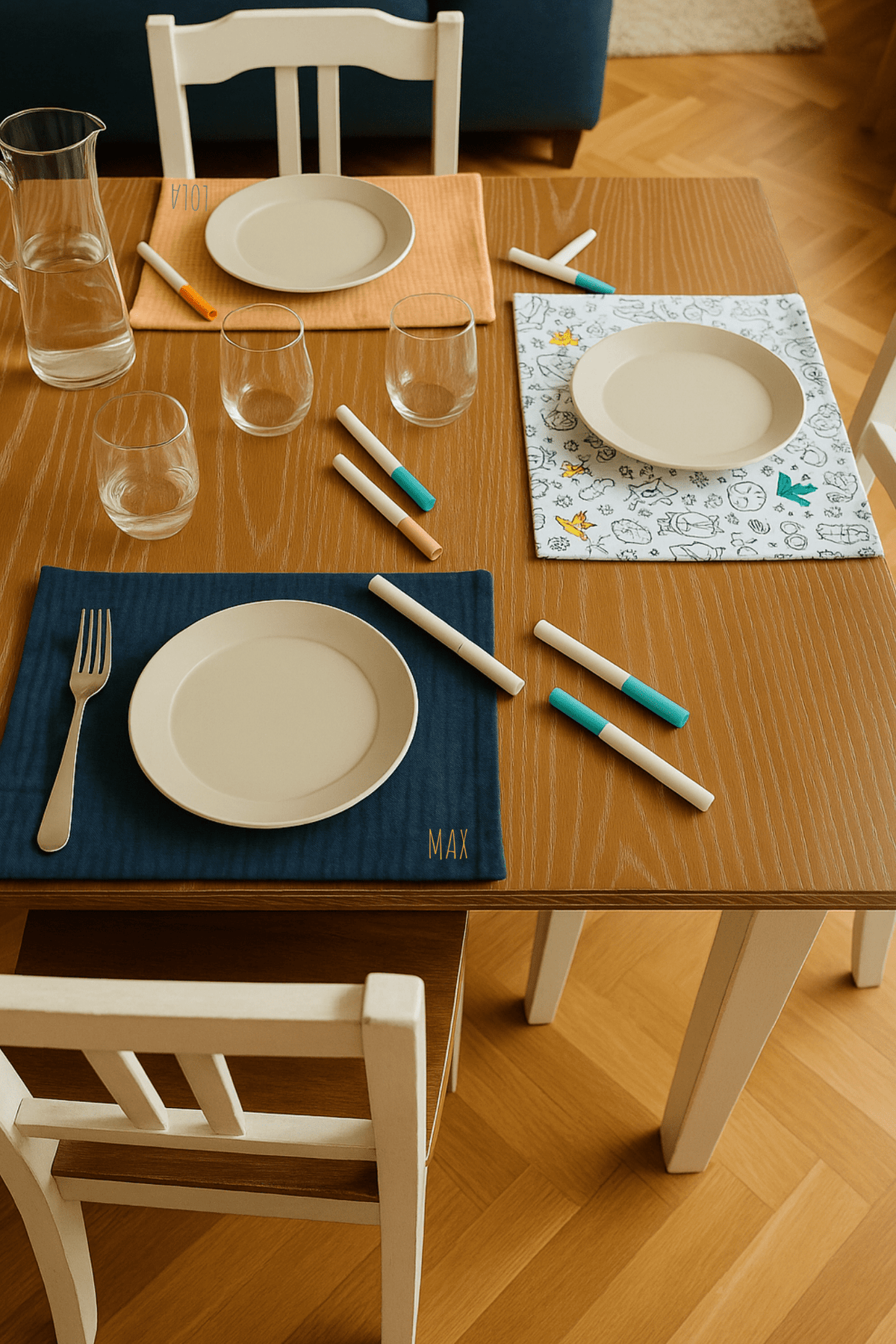 Set de table enfant réversible à colorier lavable et personnalisable motif princesses - Mazzanne