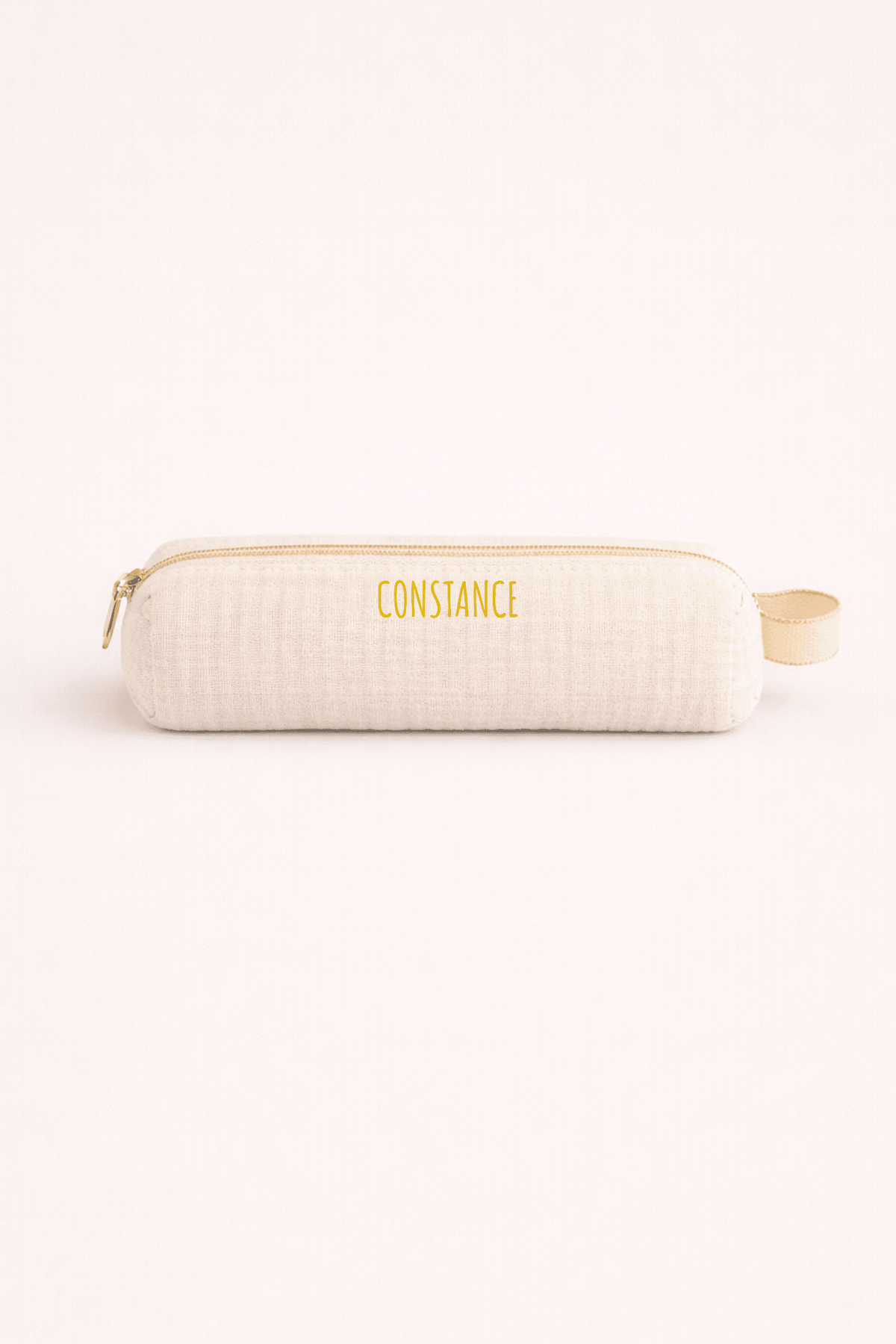 Trousse à crayons enfant école personnalisée en gaze de coton écru faite main - Mazzanne