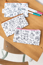 Trousse enfant en tissu à colorier lavable et réutilisable motifs superhéros - Mazzanne