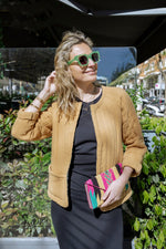Veste matelassée vêtement femme en gaze de coton camel - mazzanne
