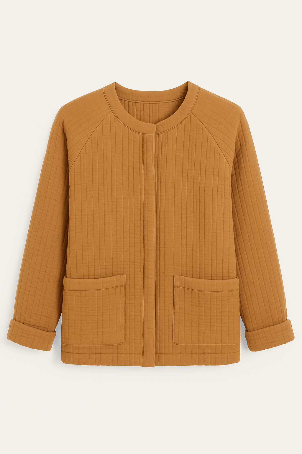 Veste matelassée vêtement femme en gaze de coton camel - mazzanne